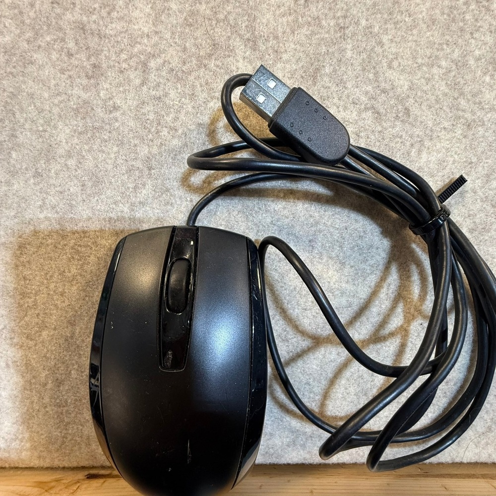 HP USB Optical Mouse Black Wired 3-Button Scroll Wheel 697738-001 N910U